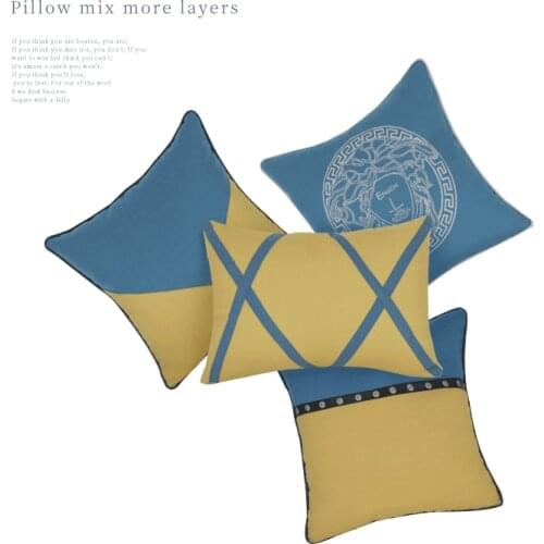 Light luxury sofa pillowcase simple Nordic modern cushion cover luxury bedroom living room pillow case orange blue cotton linen