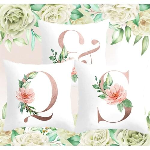 Pink Gold Couple pillowcase Wedding Monogram Initials Pillow cover Wedding Engagement Cushion Cover Home Decor Wedding Gift