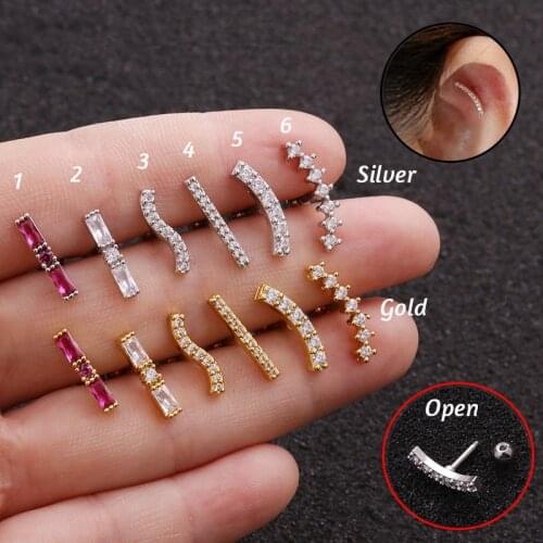 1 PC CZ star helix earring cartilage tragus stud barbells conch ear piercing jewelry ear sweep helix rook snug ring