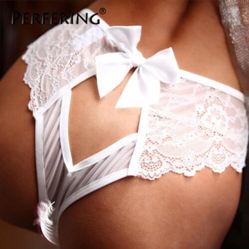 Perfering Sexy Briefs Womens Underwear Lace Hollow Out Panties Bow Bandage Seamless Underpant Waist Lingerie Seduction Thong
