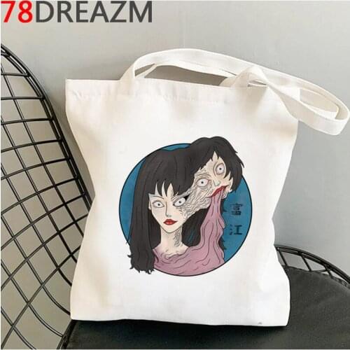 Junji Ito shopping bag bolso grocery tote handbag bag fabric reusable jute sacolas