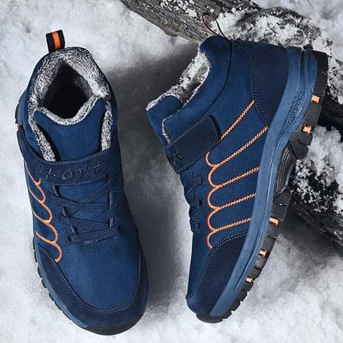 Winter Warm Couple Unisex Ankle Boots Cotton Plush Comfortable Walking Shoes Women Flats Snow Boot Outdoor Non-slip Men Sneakers