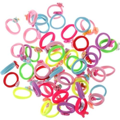 10pcs/lot Candy Colored Fashion Elastic Cartoon Ponytail Holders Accessories Girl Women Rubber Bands Tie Gum(Mix Color)