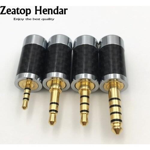 10Pcs Copper Non Magnetic 2.5mm / 3.5mm / 4.4mm 3 4 5 Pole Stereo Jack Carbon Fiber DIY Repair Earphone Audio Plug Connector