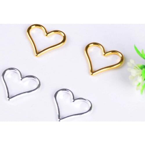 10pcs 18/19/23mm Alloy Hollow Gold Silver Color Heart Link Circle Charms For Jewelry DIY Love Hearts Pendants Accessories