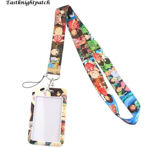 12pcs/lot E2703 Anime Card Holders Case Phone Key Badge Camera USB Holders Neck Rope Lanyard with Keyring