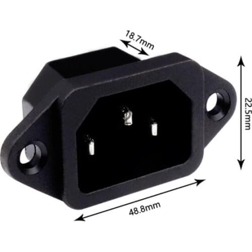AC250V IEC 320 C14 Male 3P Screw Type Power Inlet Socket Adapter Black 2Pcs
