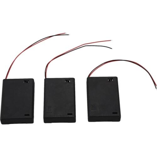 3 Pcs Wired ON/OFF Switch 3 x AA 4.5V Batteries Battery Holder Case