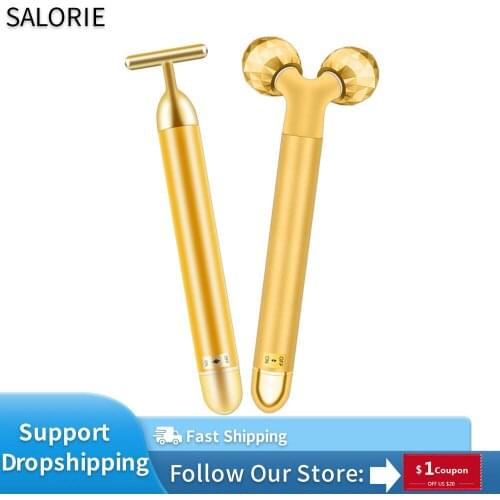 3 In 1 Facial Roller Massager Face Massage Roller Vibrating Energy Beauty Bar Ball Face Lifting Massager Anti-wrinkle Skin Care