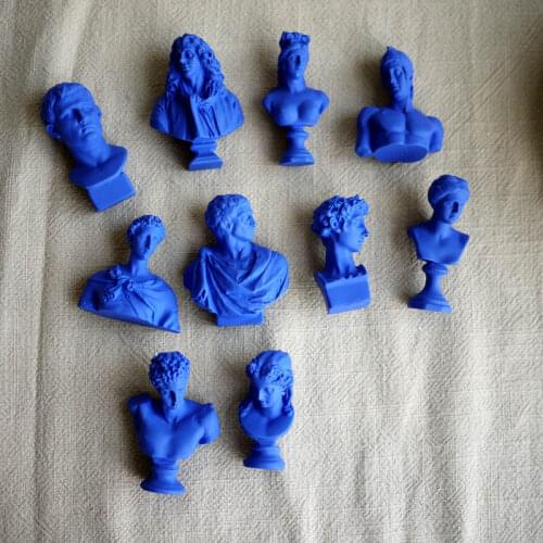 5x7cm Mini Resin Sculpture People Statue White/blue Bookshelf Decor Carved Man Head Folk Hero Statue Gift