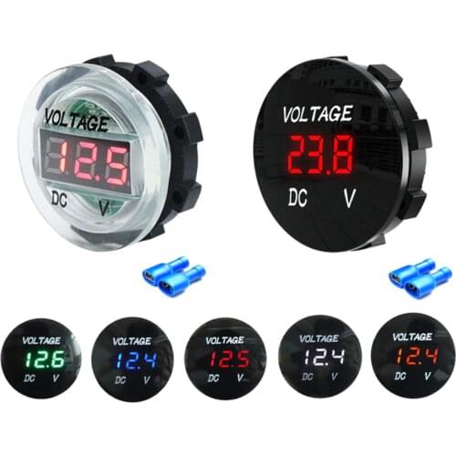 Car Digital Voltmeter DC 5-48V Voltage Meter Panel Waterproof Modified Display with LED Indicator Light for Motorcycle Boat ATV