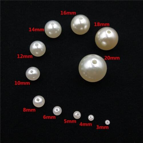 Wholesale Ivory White 3 4 5 6 8 10 12 14 16 18 20mm Round Imitation ABS Pearl Beads for Handmade DIY Jewelry Making Accessories