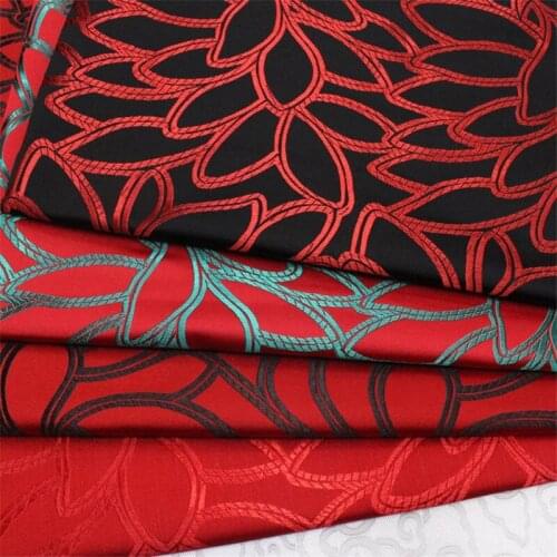 CF901 Red/Black Base Big Flowers Embroidered Chinese Style Jacquard Brocades Fabric Home Textiles Sewing Materials DIY Fabric