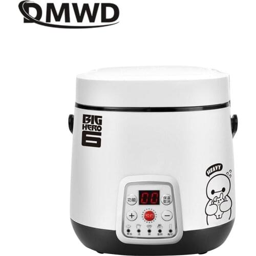 DMWD 1.2L Household And Dorm Mini Stainless Steel Electric Rice Cooker Multifunctional Steamer Warmer pot 24H Appointment 220V