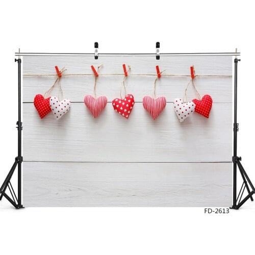 Red Heart White Wooden Board Floor Backdrop Decor Baby Shower Newborn Photography Background For Photocall Photo Studio Props