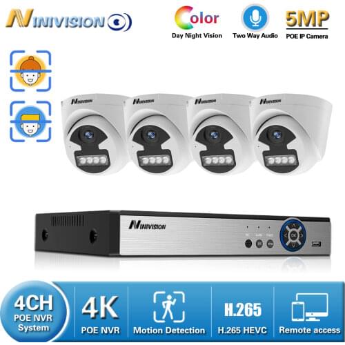 4K Video Surveillance Camera NVR Kit 4ch Nvr Set Security Camera System CCTV Poe Home AI Face Recognition Two Way Audio 5MP