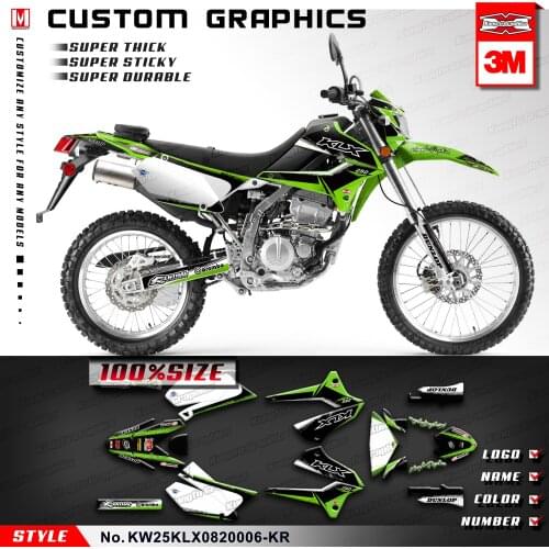 KUNGFU GRAPHICS Motocross Decals Personalised Stickers for KLX 250 S D-Tracker X Final Edition 2008 2009 2010 2011 to 2020