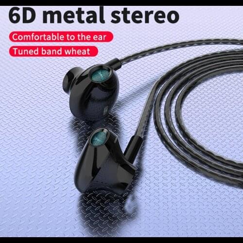 2020 fashion hot selling 6D sound quality 3.5mm plug TPE wire controlled metal earphone