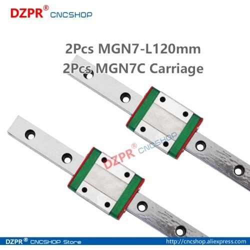 MGN7 120mm 2Pcs 4.72 in Miniature Linear Rail 2Pcs MGN7C Carriage Block for 3D Printer CNC Machine CNC Parts