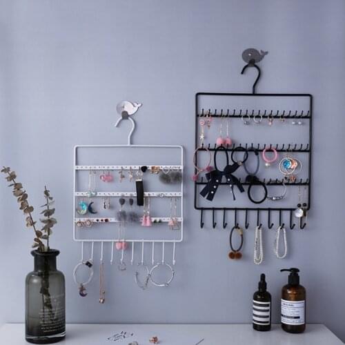 Multifunction Jewelry Organizer Rack Stand Display Holder 66 Holes And 10 Hooks Wall Earring Stud Necklace Key Hanging Holder