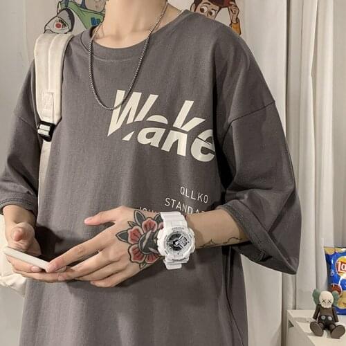 Men Summer Printed Short-sleeved T-shirts Mens Loose Korean Fashion Half-sleeved Casual Mens Five-minute Sleeve Joker T-shirt
