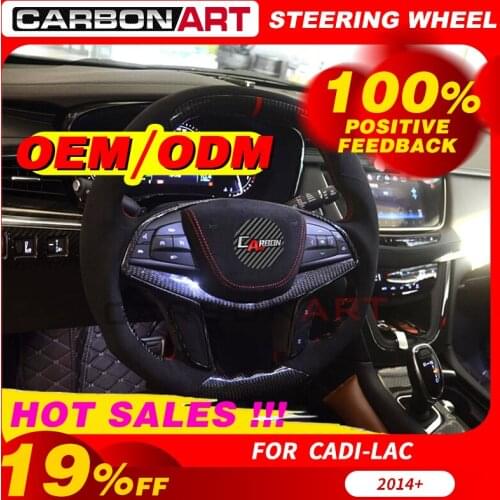 Real Carbon Fiber and Leather Steering Wheel Trims Replacement Customized For CADILLAC XT5 ATS-L XTS CTS SLS steering wheel