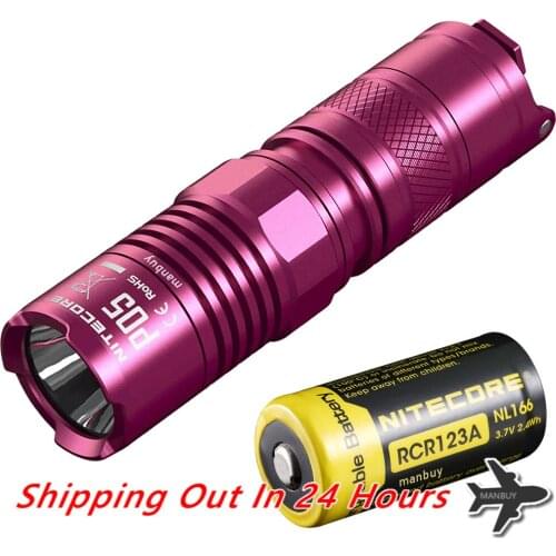 Nitecore P05 Aluminium Alloy Tactical defense Camping Waterproof Mini EDC Flashlight + 650mAh NL166 RCR123A Rechargeable Battery