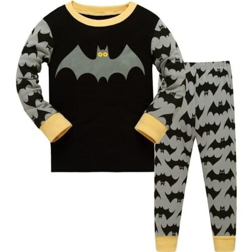 3-8Year Pyjamas Children Girls Pajamas Pijama bat Cartoon Sleepwear Cotton Full Sleeve Cotton Boys Kids Nightwear