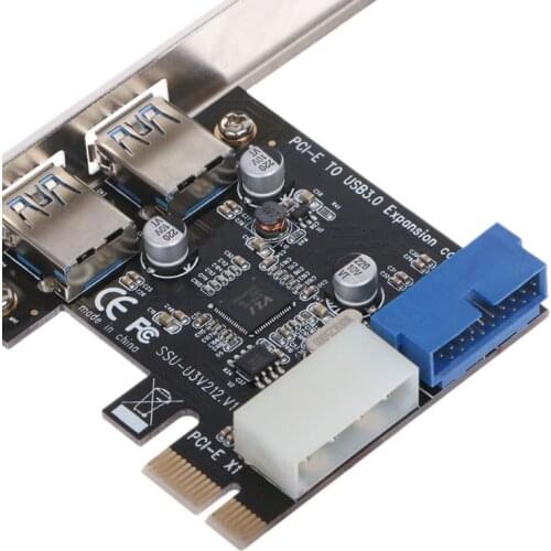 2 Ports PCI Express USB 3.0 Front Panel with Control Card Adapter 4-Pin & 20 Pin