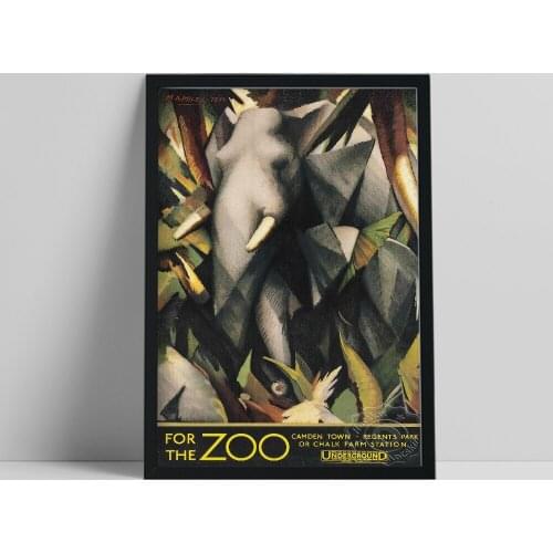 For The Zoo Advertisement Poster, Cartoon Forest Elephant Canvas Prints, Impression Drawing, Vintage Animal Kids Room Wall Decor