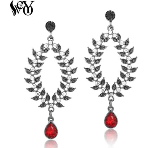 VEYO Round Rhinestone Earrings for Woman Drop Earrings Crystal Earrings Olive branch shape Elegant High Quality Fashion Jewelry