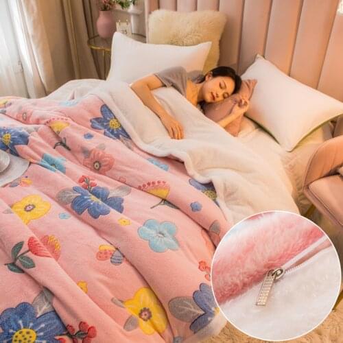 Thick Double-sided Fleece Duvet Cover Cartoon Print Winter Warm Quilt Cover Multi-purpose Bed Cover Blanket for Sofa Bed