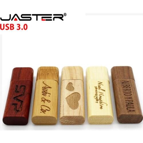 JASTER USB flash drives USB 3.0 LOGO Wooden bamboo pen driver wood pendrive 4GB 8GB 16GB 32GB creativo personal LOGO high speed