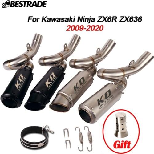Motorcycle Exhaust Mid Link Pipe 51MM Muffler Tube For Kawasaki Ninja ZX6R ZX636 2009-2020 Exhaust System Pipe Modified Slip On