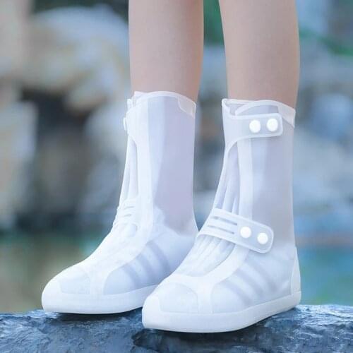 High Top Shoe Protector White Waterproof Shoe Covers Men Women Overshoes Hiking Shoes Cover With Buttons Reusable Shoe Covers