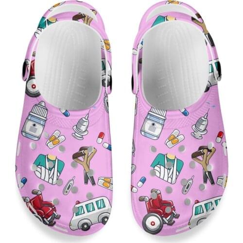Womens Summer Slipper Cartoon Graffiti Hole Shoes Sandals Breathable Casual Outdoor Non-Slip Beach Slipper Walking Shoes