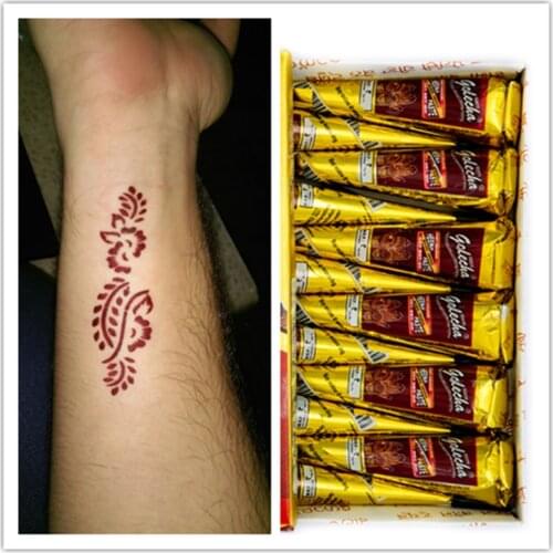 1Pcs Brown Colored Body Paint Golecha Indian Mehndi Tattoo Cream DIY Temporary Drawing Paste Cone Women Beauty Tattoo Stencil