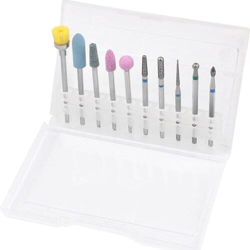 10Pcs Ceramic Stone Nail Art Drill Bit Milling Cutter Clean Machine Cuticle Clean for Manicure Pedicure Nail Files Accessory