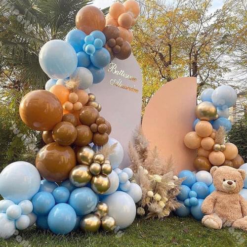 147pcs Blue Balloon Garland Wedding Decoration Baby Shower Birthday Party Decor Matte Light Blue Ballon Arch Cream Peach Globos