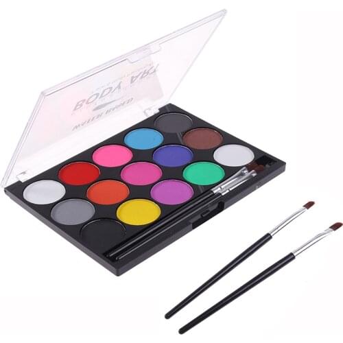 15 Colors Face Painting Body Makeup Non Toxic Safe Water Paint Oil With Brush Christmas Halloween Party Tools
