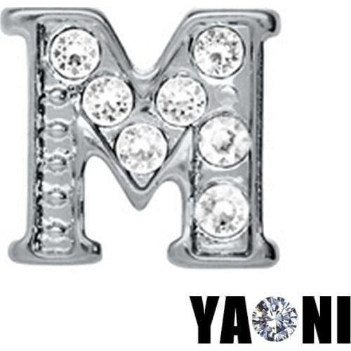 20pcs lot Free Shipping Crystal Letter Charms M Alphabet Charm For Glass Living Floating Lockets