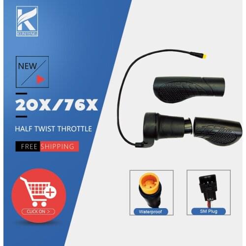 WUXING Electric Bike 20X/76X Half Twist Throttle 12V24V36V48V60V72V 3 Pin SM/Waterproof Plug for Ebike Conversion Kit