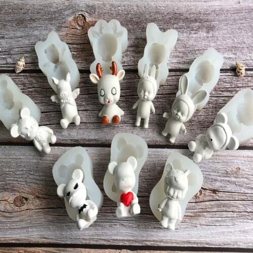 3D bear deer pig silicone mold DIY fondant mold chocolate fudge mold soft ceramic dry pais mold