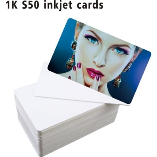 50PCS/Lot 13.56MHZ Printable PVC RFID Smart IC Blank Card With 1K S50 Chip For Epson / Canon Inkjet Printer