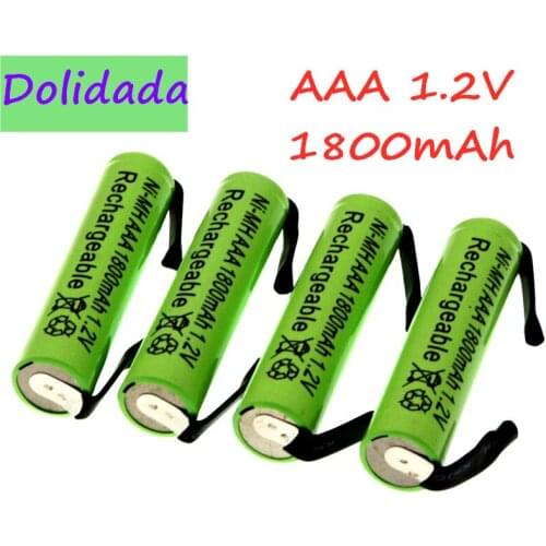 Ni-Mh 1.2V AAA Rechargeable Battery Cell, 1800mah, with Solder Tabs for Philips Braun Electric Shaver, Razor, Toothbrush