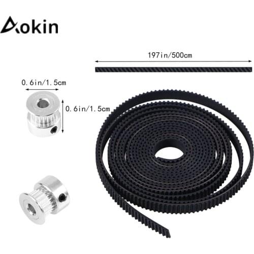 Aokin 3D Accessories GT-2 PU Timing Belt 5 Meters and 2PCS 5mm 20Teeth Timing Pulleys For 3D Printer Parts