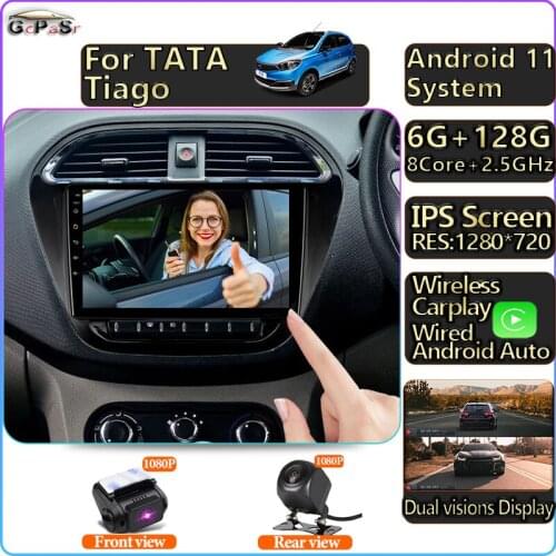 Autoradio Audio Touchscreen Multimedia Car Radio Video Player For Tata Tiago Tiagr Zica 2016 - 2020 Android 11 Navigation GPS
