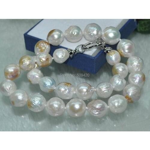 Free Shipping >>>>>Natural Rare copper white Furrow Kasumi cultured Pearl Necklace