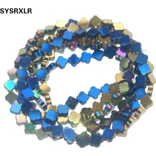 Free Shipping 8 MM 7 Colors Clover Shape Hematite Beads Natural Stone Spacer Beads For Jewelry Making Diy Necklace Bracelet