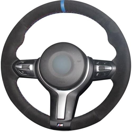 Black Faux Leather Car Steering Wheel Cover for BMW (M Sport) 4 Series 428i F32 F33 F36 2013-2019 5 Series F10 F11 F07 2013-2017